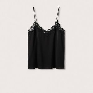 Mango Top Black Silk and Lace